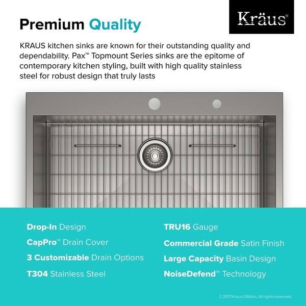 Shop Kraus Kp1ts33s 2 Pax 33 Inch Drop In Stainless Steel Kitchen