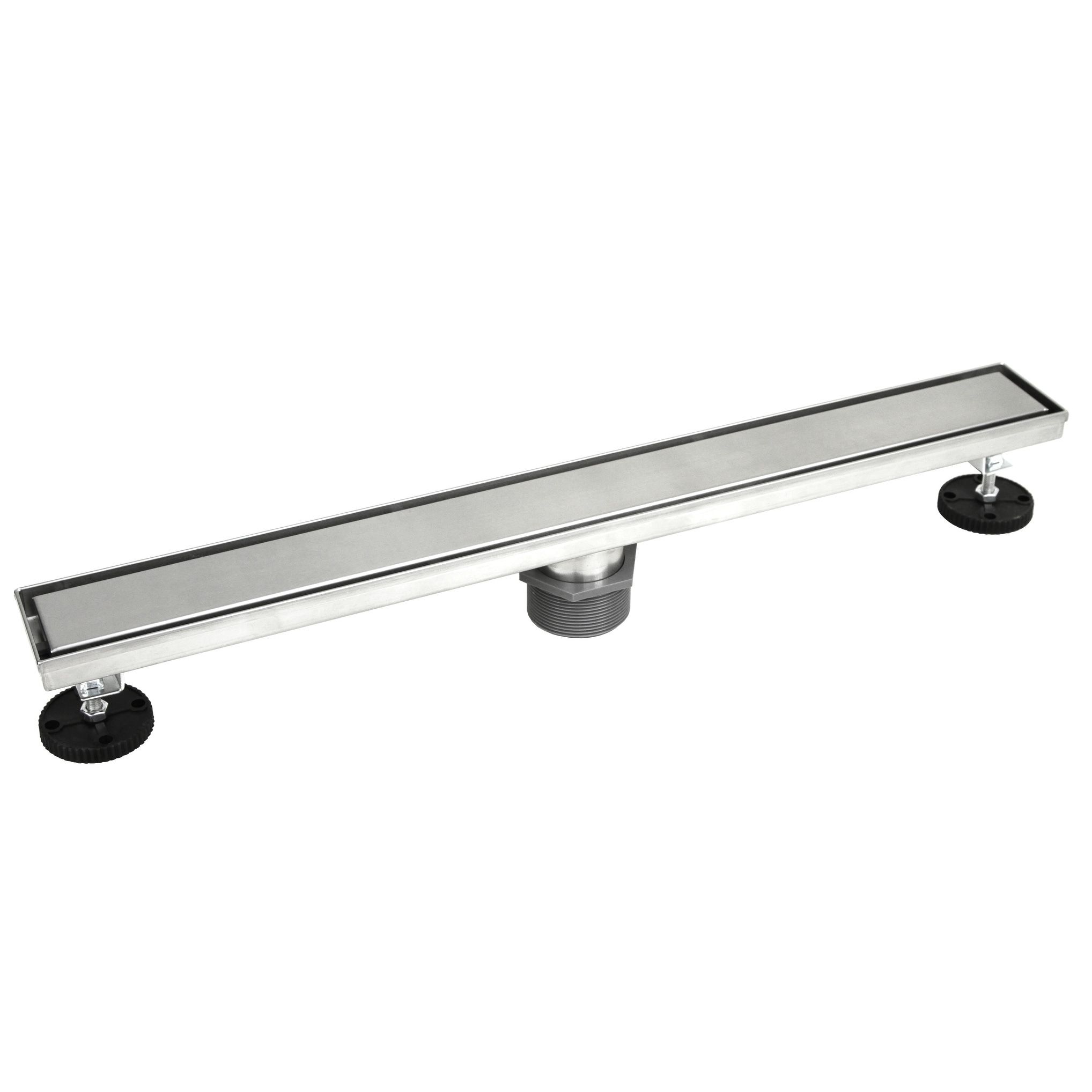 Stainless Steel Shower Linear Drain Stripe Pattern with Drain Base Flange Bundle Stainless Steel Shower Linear Drain Stripe Pattern with Drain Base Flange Bundle