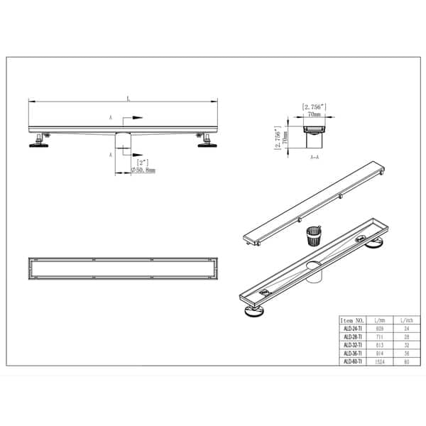 Shower Square Drain 4 inch - 2 in 1 Reversible Tile Insert & Flat Grate Brushed Stainless Steel Finish