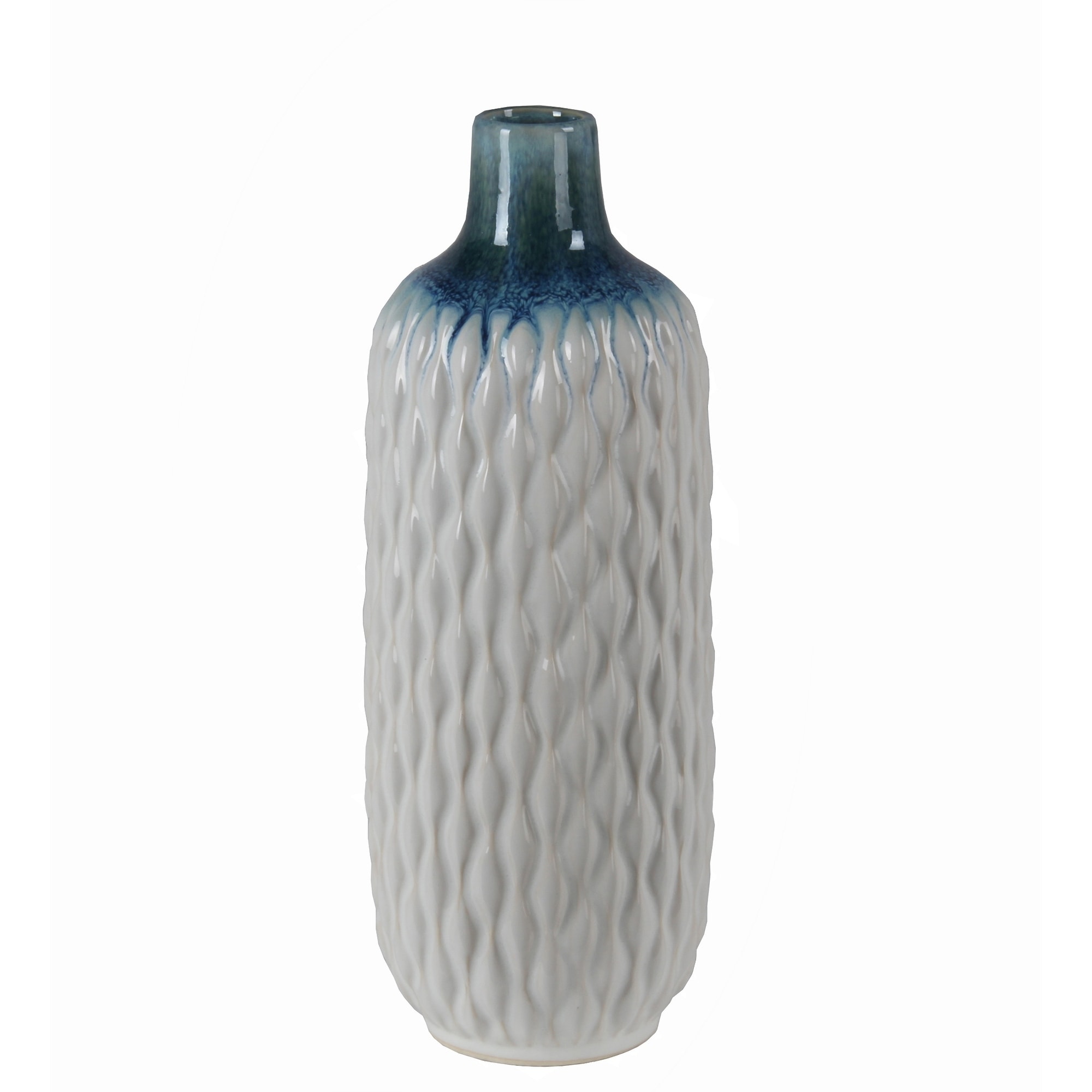 Shop Privilege Large White Ceramic Vase Featuring Geometric