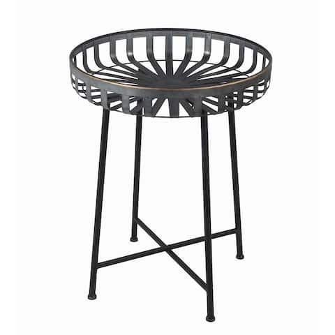 Privilege iron round accent table. Featuring Metal basket design, 22x22x27.5.
