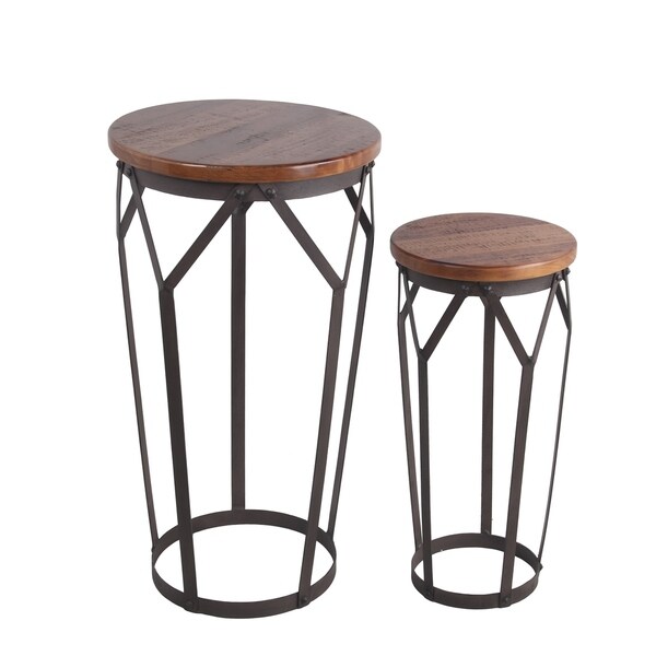 Shop Privilege natural wood 2 piece plant stand set