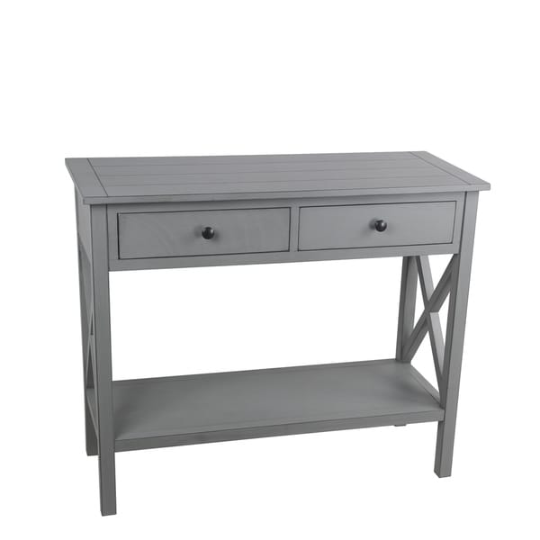 Privilege vendee gray 2 drawer console table. Featuring Easy to assemble, no tools required, 36x14x29.5.