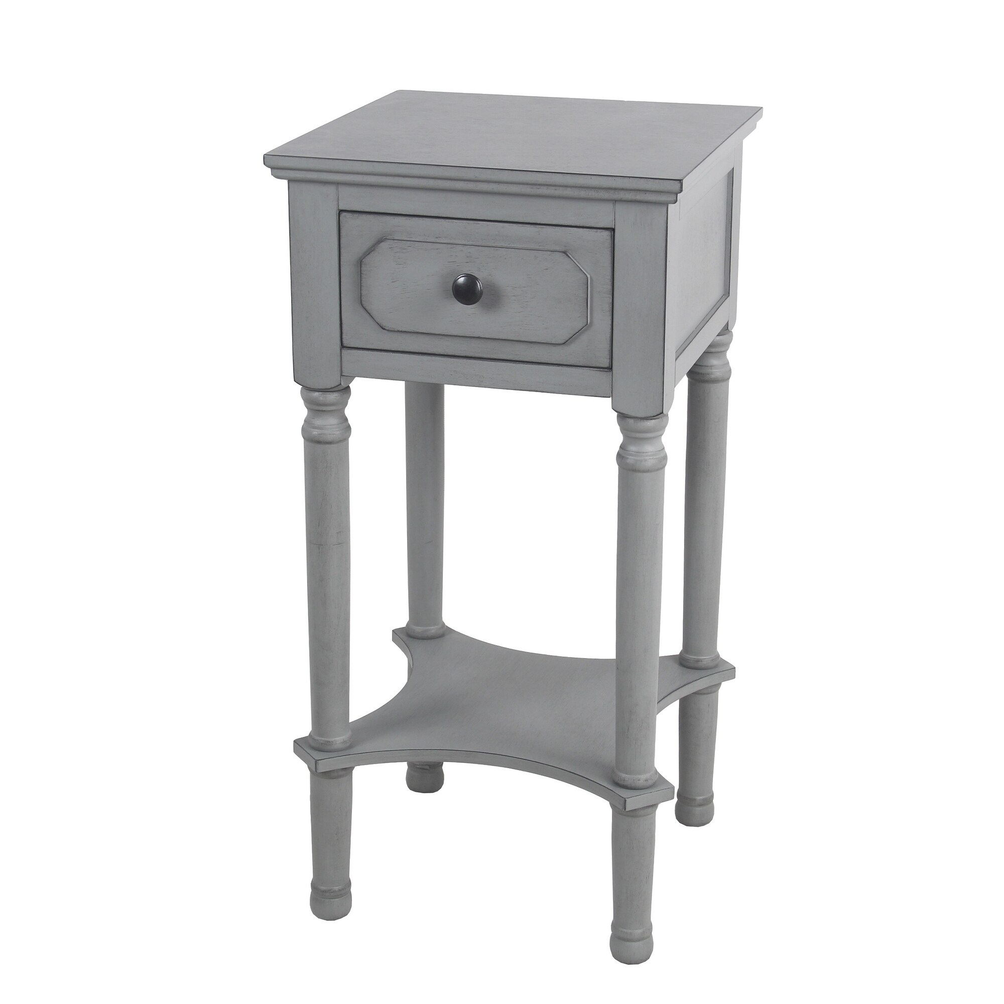 Shop Privilege Vendee Gray 1 Drawer Accent Table Easy To Assemble No Tools Required 14x14x28 Free Shipping Today Overstock 20679566