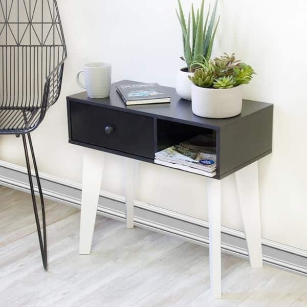 Shop Lory Single Left Drawer Black Console Table Free Shipping