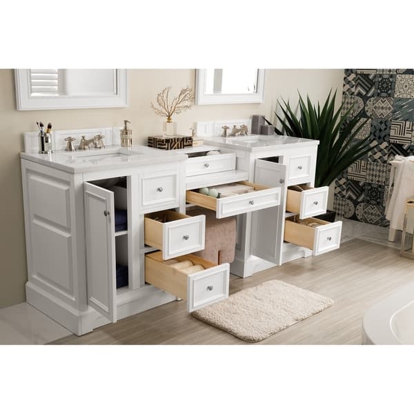 Shop De Soto 82 Double Vanity Set Bright White With Makeup Table