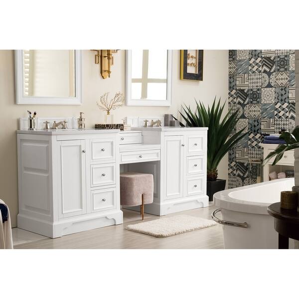 De Soto 82 Double Vanity Set Bright White With Makeup Table De Soto 82 Double Vanity Set