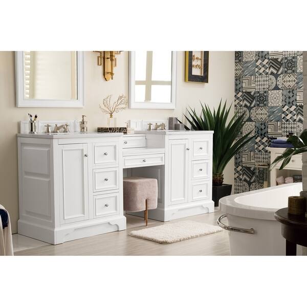 Shop De Soto 82 Double Vanity Set Bright White With Makeup Table