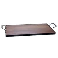 Certified International Brown Acacia Wood Tray with Metal Frame