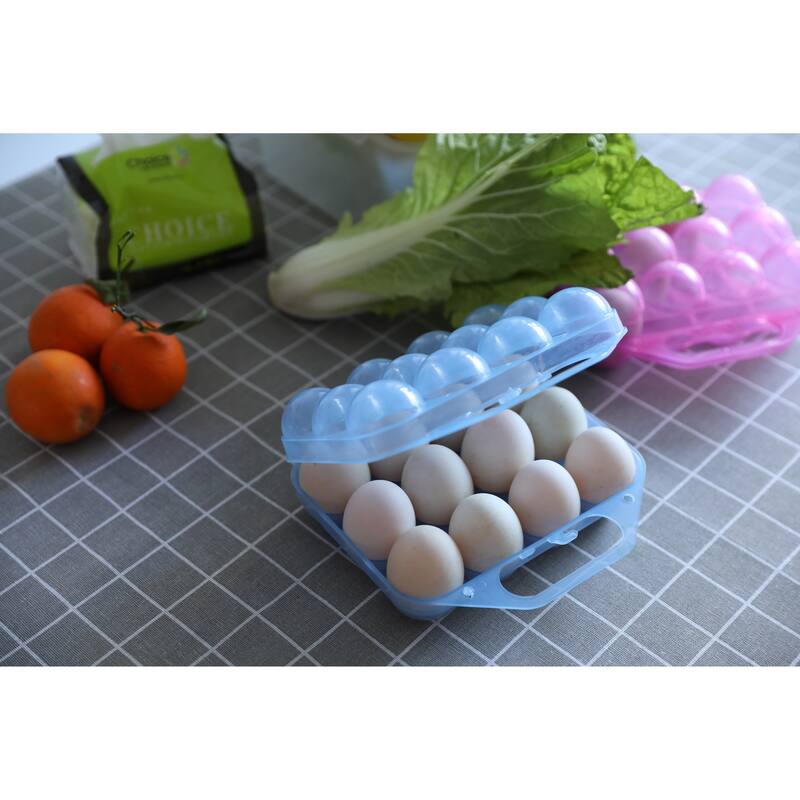 Clear Plastic Egg Carton, 12 Egg Holder Carrying Case with Handle