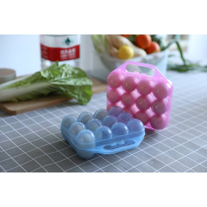 Clear Plastic Egg Carton, 12 Egg Holder Carrying Case with Handle