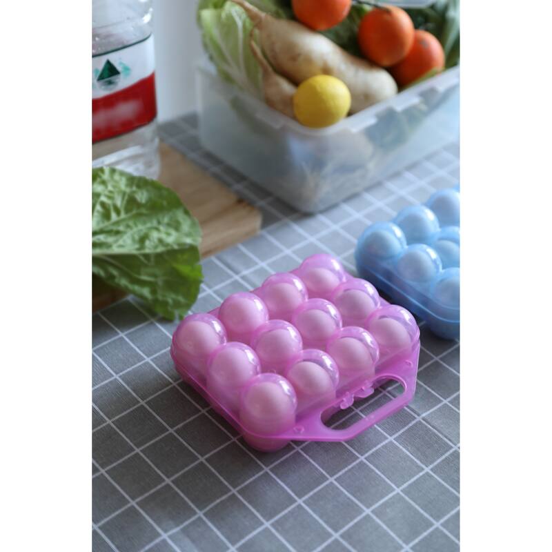 Clear Plastic Egg Carton, 12 Egg Holder Carrying Case with Handle