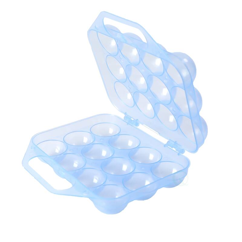 Clear Plastic Egg Carton, 12 Egg Holder Carrying Case with Handle - Blue