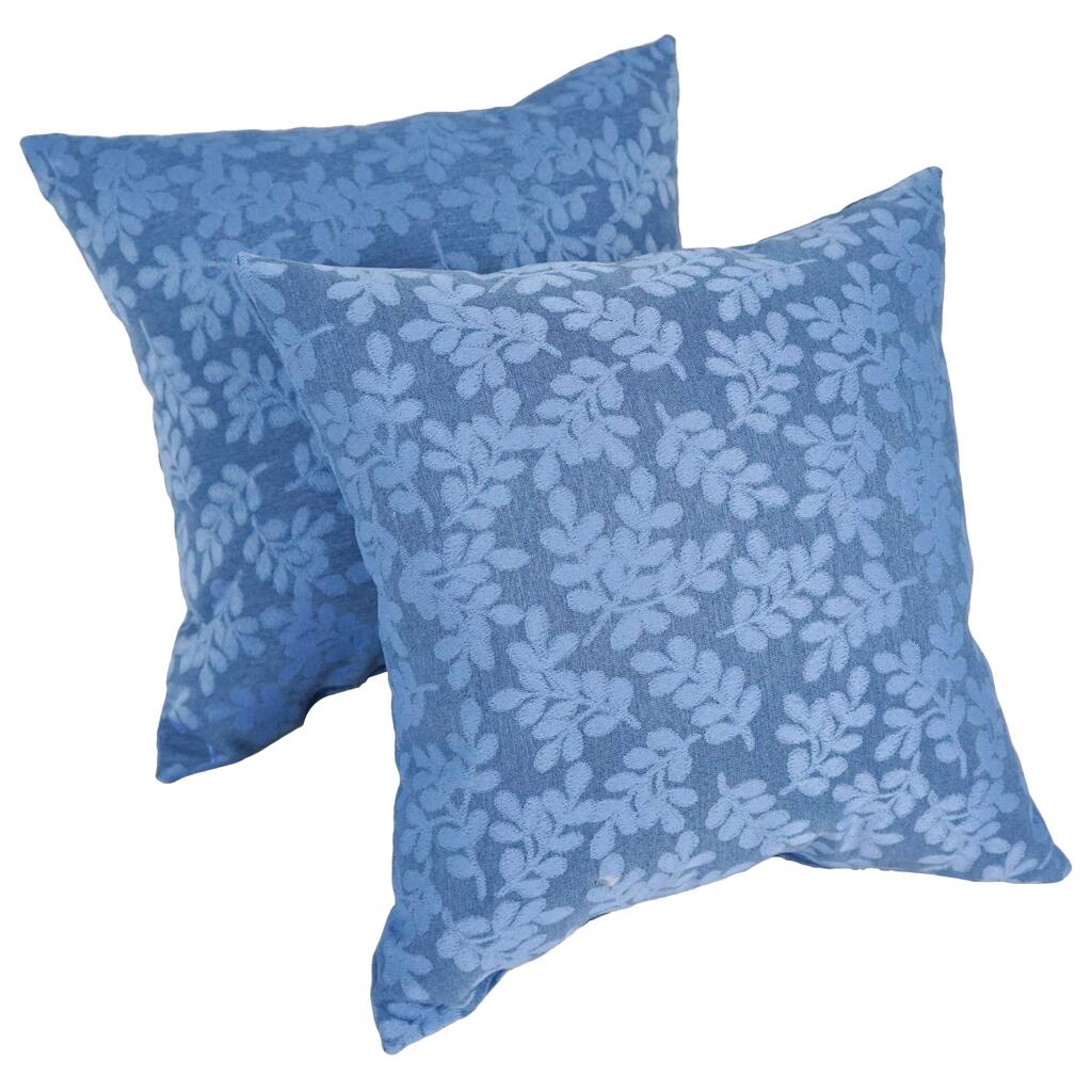 Bleu Floral 17-inch Indoor/Outdoor Throw Pillow (Set of 2)