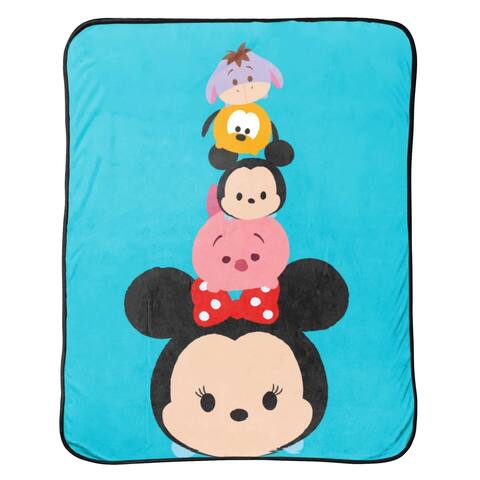 Disney Tsum Tsum Faces Flannel Plush with Silk Touch Reverse Throw