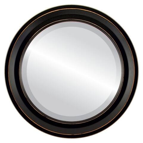 Newport Framed Round Mirror in Rubbed Black