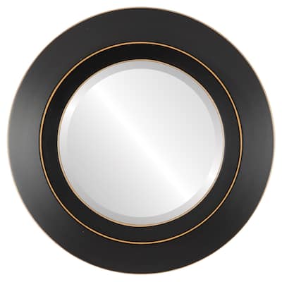 Veneto Framed Round Mirror in Rubbed Black