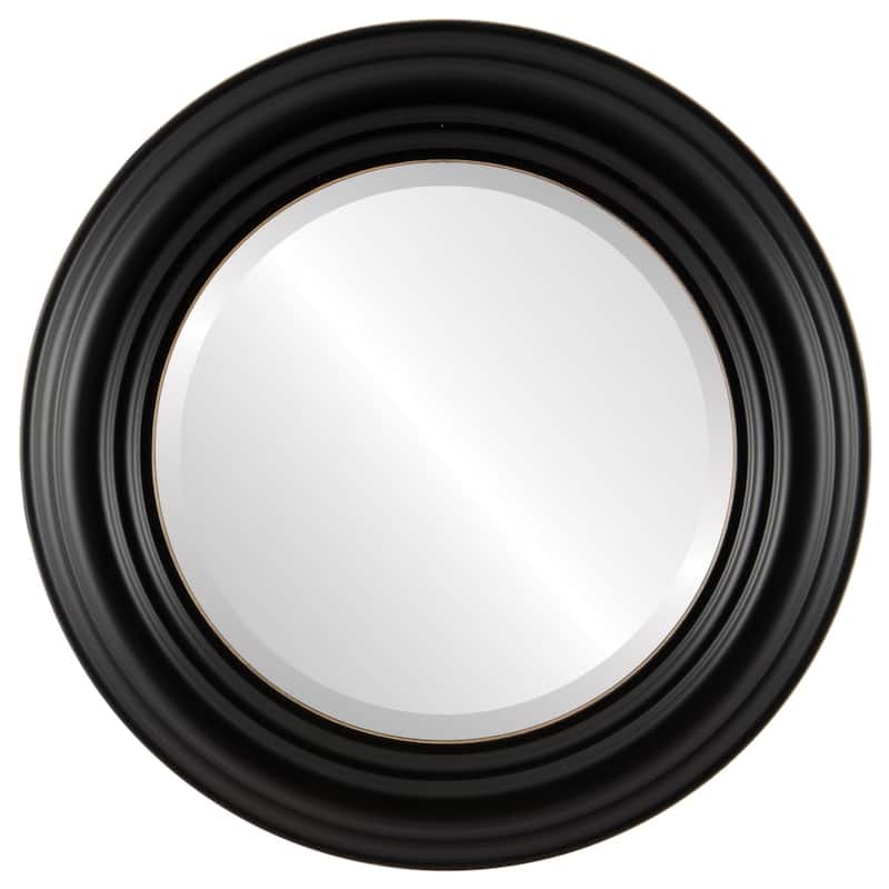Regalia Framed Round Mirror in Rubbed Black