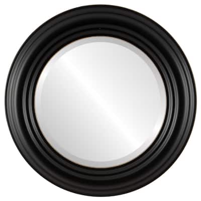 Regalia Framed Round Mirror in Rubbed Black