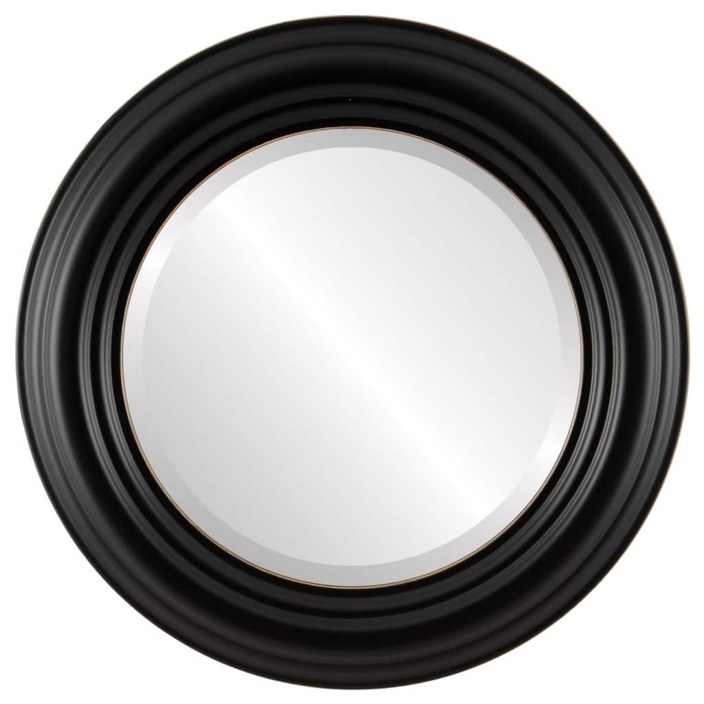 Regalia Framed Round Mirror in Rubbed Black