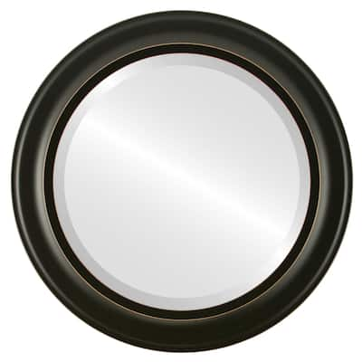 Messina Framed Round Mirror in Rubbed Black