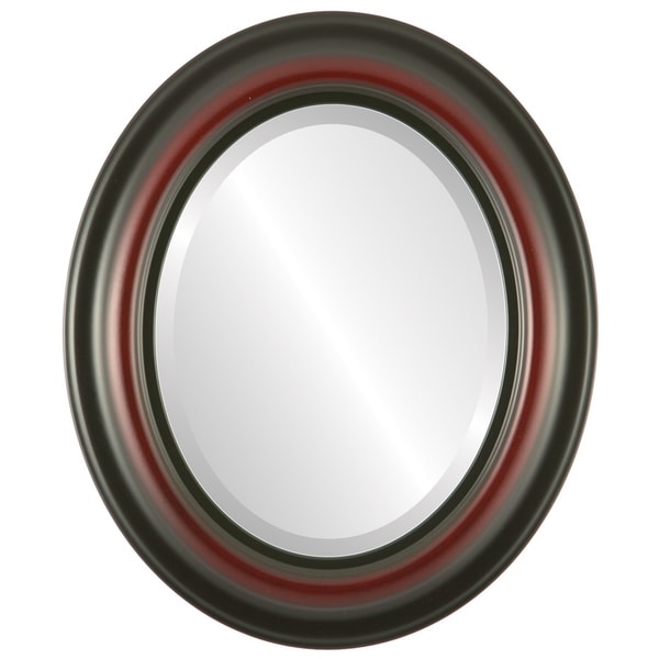 Lancaster Framed Oval Mirror in Rosewood - Red