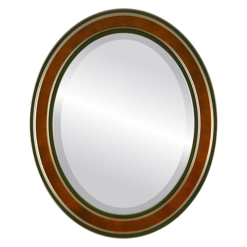 Wright Framed Oval Mirror in Rosewood - Red