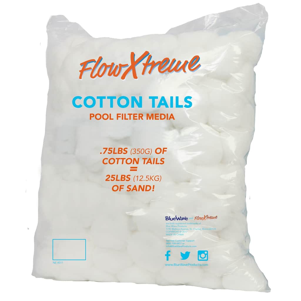 Blue Wave FlowXtreme Cotton Tails Filter Media 0.75-lbs (Replaces 25-lbs. Sand) - Multi
