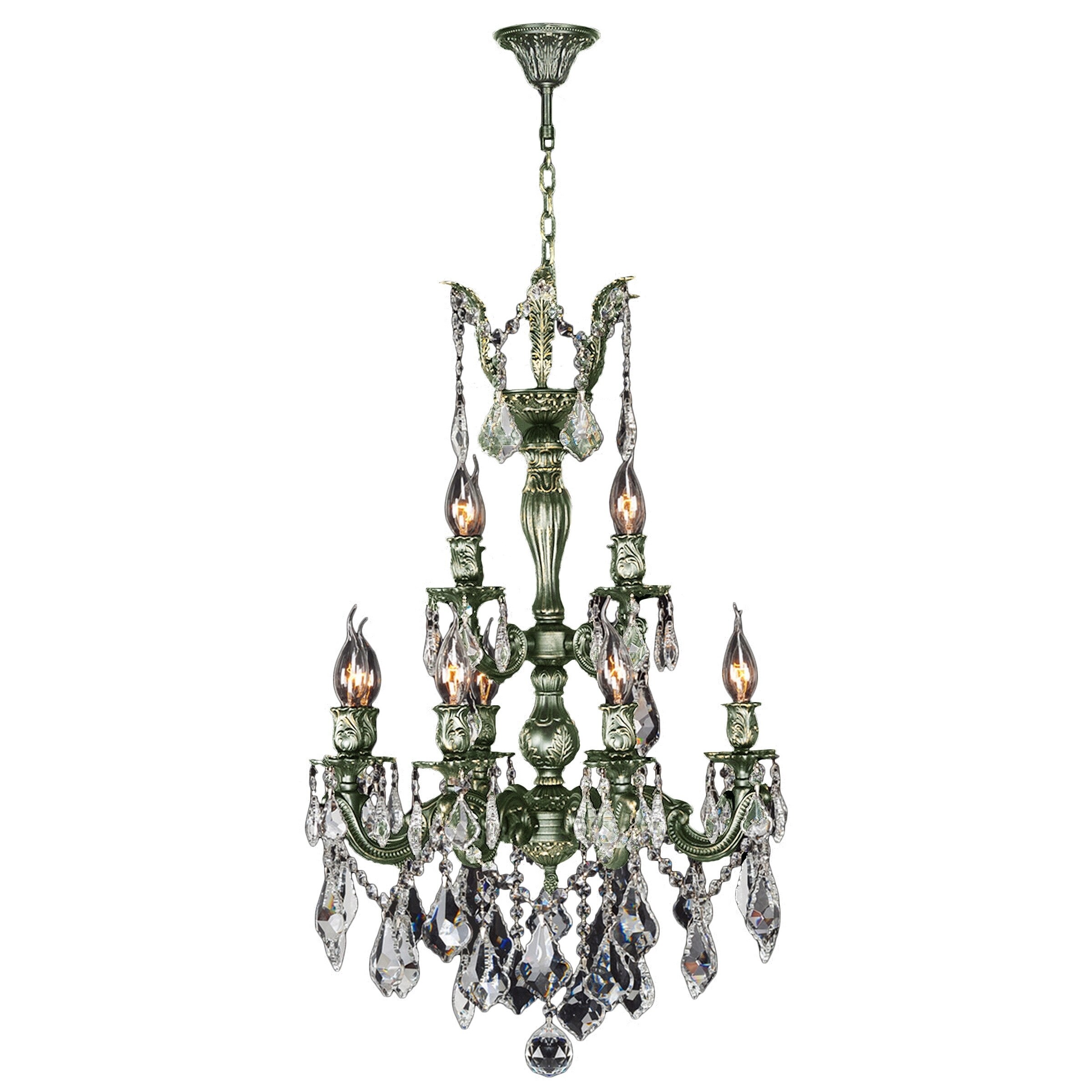 French Royal Collection 12 Light Antique Bronze Finish and Clear Crystal Chandelier 21" D x 32" H Two 2 Tier Medium - Chandeliers For Bedrooms by Overstock.com