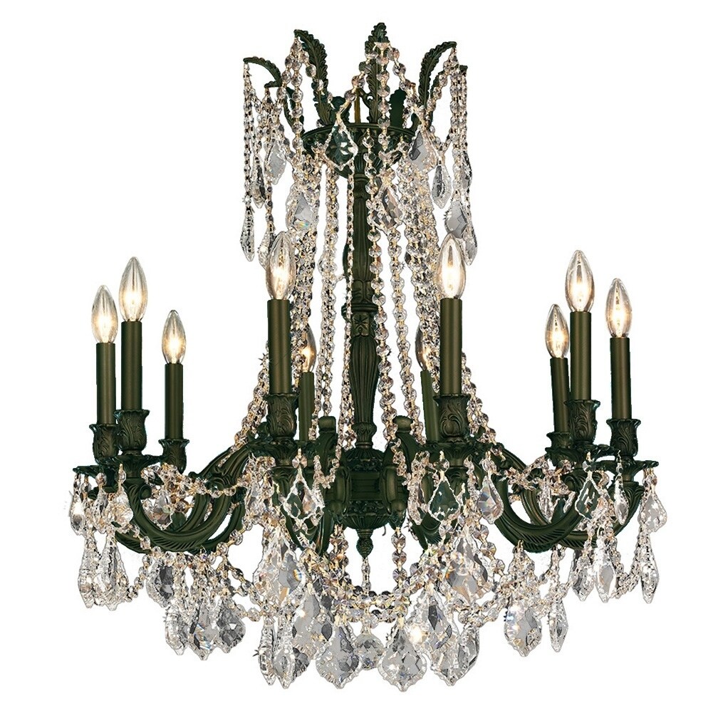 French Regency Collection 10 Light Flemish Brass Finish and Clear Crystal Chandelier 28" D x 31" H Large - Chandeliers For Bedrooms by Overstock.com