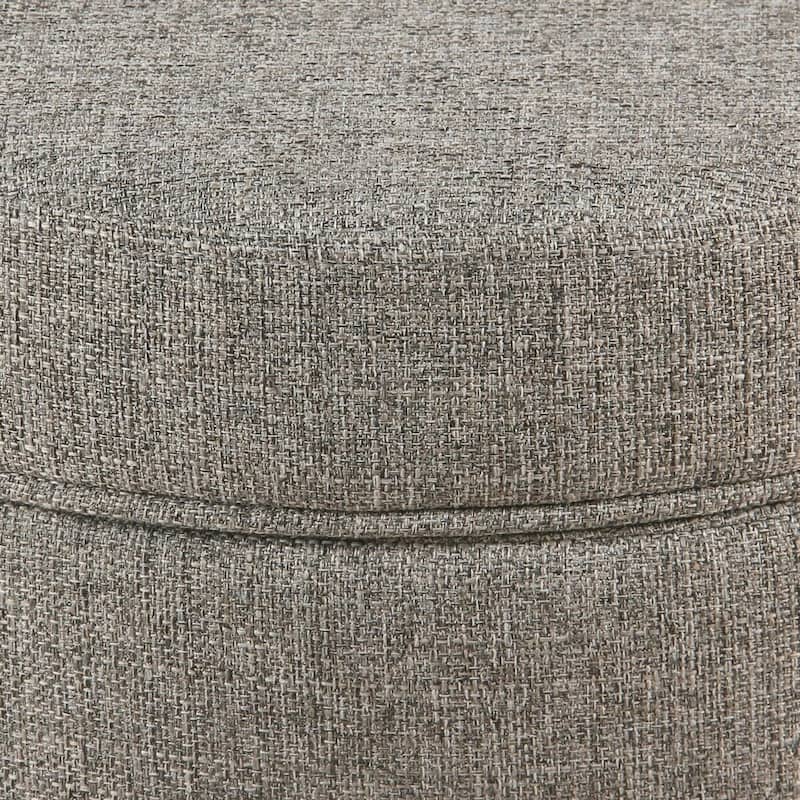 Porch & Den Parkchester Light Gray Tweed Round Storage Ottoman