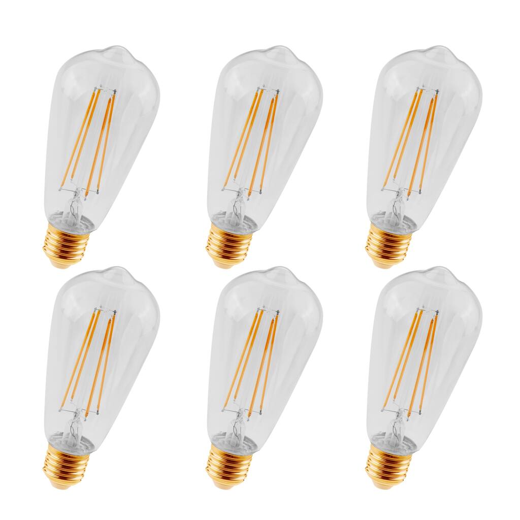Juniper Supply LED ST18 Light Bulbs 6 Pack, 2200K, 360-deg , CRI80, 3.5W - Clear Glass