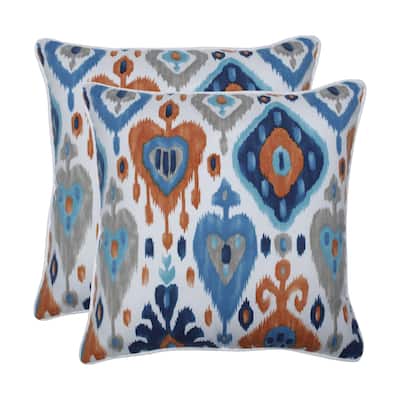 Pillow Perfect Outdoor / Indoor Paso Azure Blue 18.5-inch Throw Pillow (Set of 2)