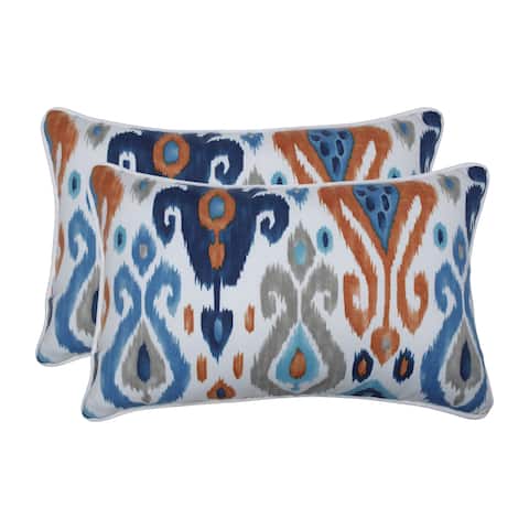 Pillow Perfect Outdoor / Indoor Paso Azure Blue Rectangular Throw Pillow (Set of 2)