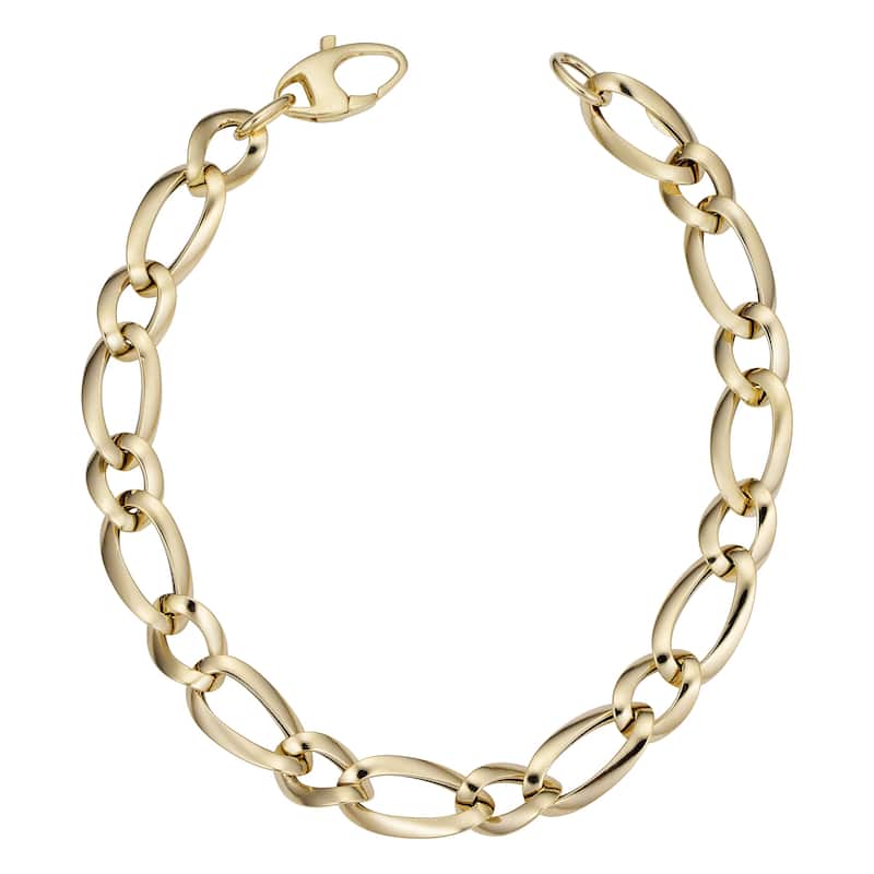 Fremada Italian 14k Yellow Gold Polished Alternate Oval Link Bracelet (7.3mm,7.5 inch)