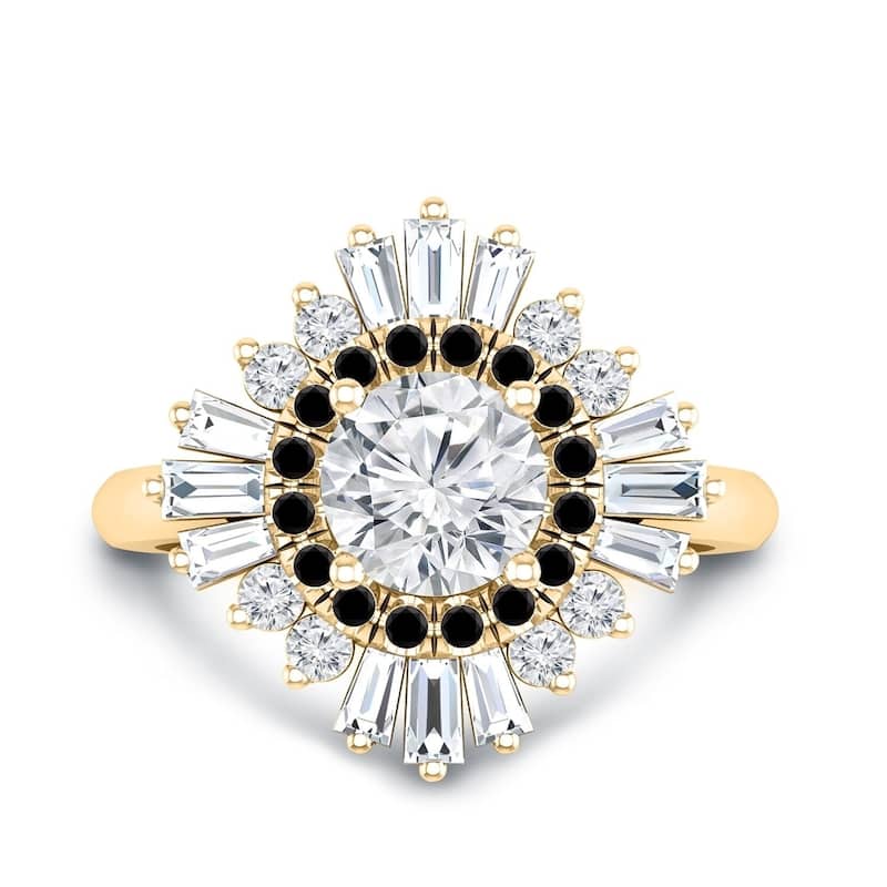 Auriya 14k Gold 1 1/2ctw Ballerina Halo Diamond Engagement Ring Certified (G-H, VS2-SI1) - Yellow - 8