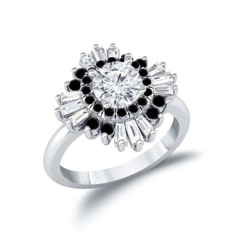 Auriya 14k Gold 1 1/2ctw Ballerina Black Diamond Engagement Ring Certified (G-H, VS2-SI1)