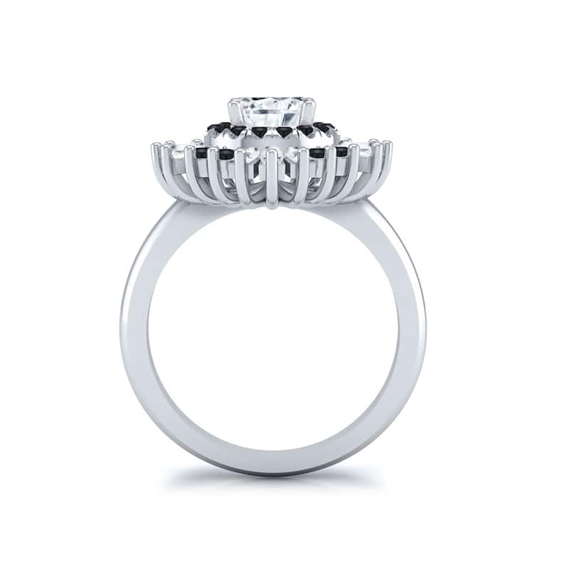 Auriya 14k Gold 1 1/2ctw Ballerina Black Diamond Engagement Ring Certified (G-H, VS2-SI1)