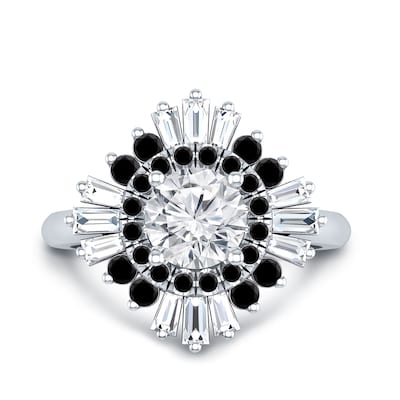 Auriya 14k Gold 1 1/2ctw Ballerina Black Diamond Engagement Ring Certified (G-H, VS2-SI1)