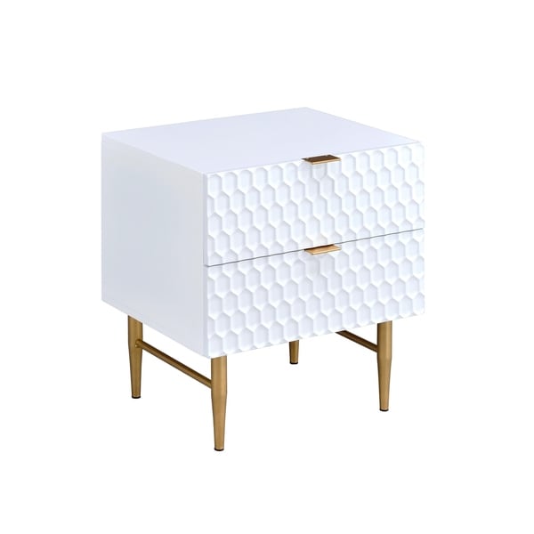 Urban Designs Glam Collection 2 Drawer Nightstand White Urban Designs Glam Collection 2 Drawer Nightstand White Gold