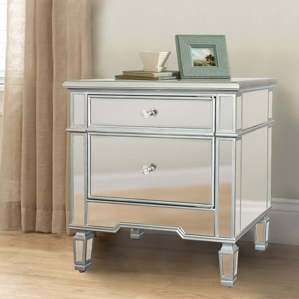 Shop 2 Drawer Mirrored Nightstand Free Shipping Today