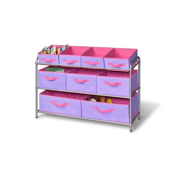 Shop Deluxe Storage Rack With Fabric Bins Purple Pink Trim