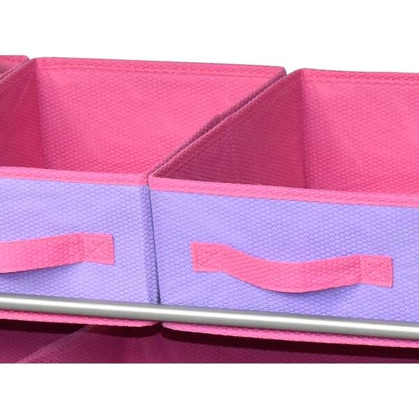 Shop Deluxe Storage Rack With Fabric Bins Purple Pink Trim