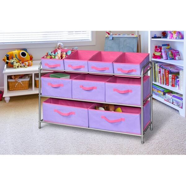 Shop Deluxe Storage Rack With Fabric Bins Purple Pink Trim