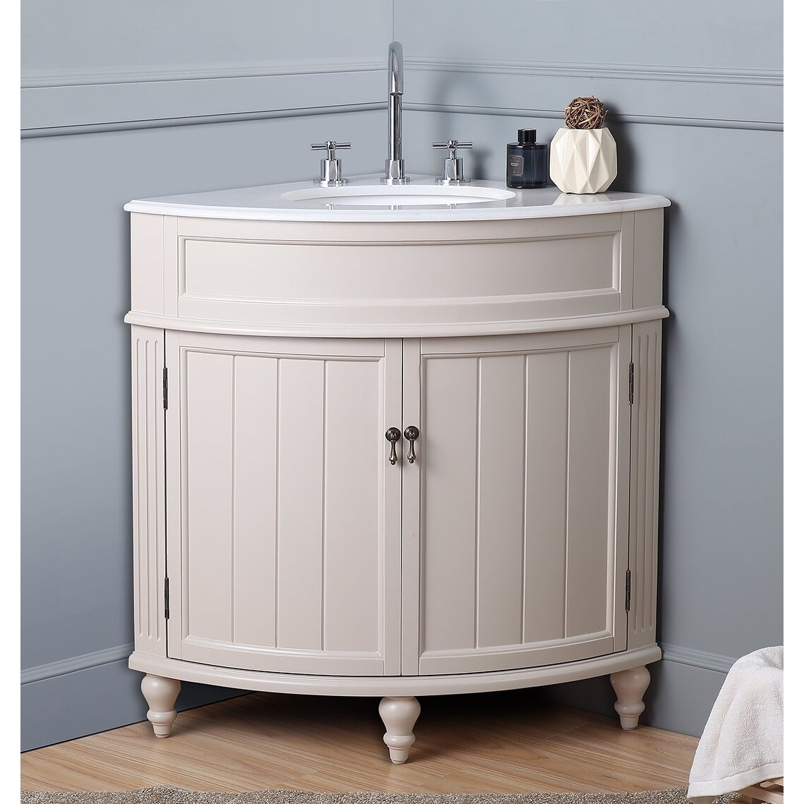 24-Inch Benton Collection Thomasville Slim Corner Bathroom Sink Vanity - Overstock - 20687898