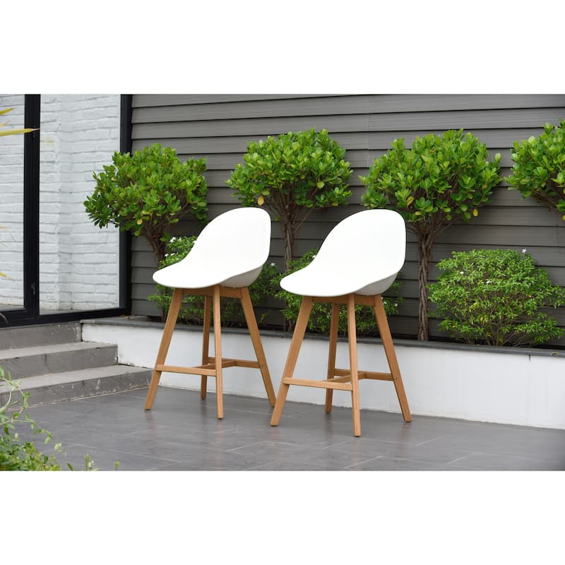 Hawaii Patio Bar Sidestool (Set of 2), Light Teak Finish - N/A - N/A