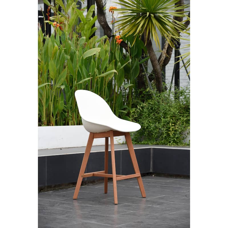 Hawaii Patio Bar Sidestool (Set of 2), Dark Eucalyptus Wood - 2 Piece