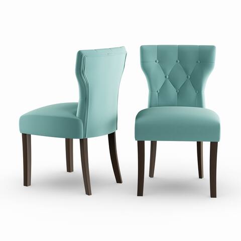 Copper Grove Lagunas Deep Turquoise Blue Velvet Upholstered Armless Dining Chairs (Set of 2)