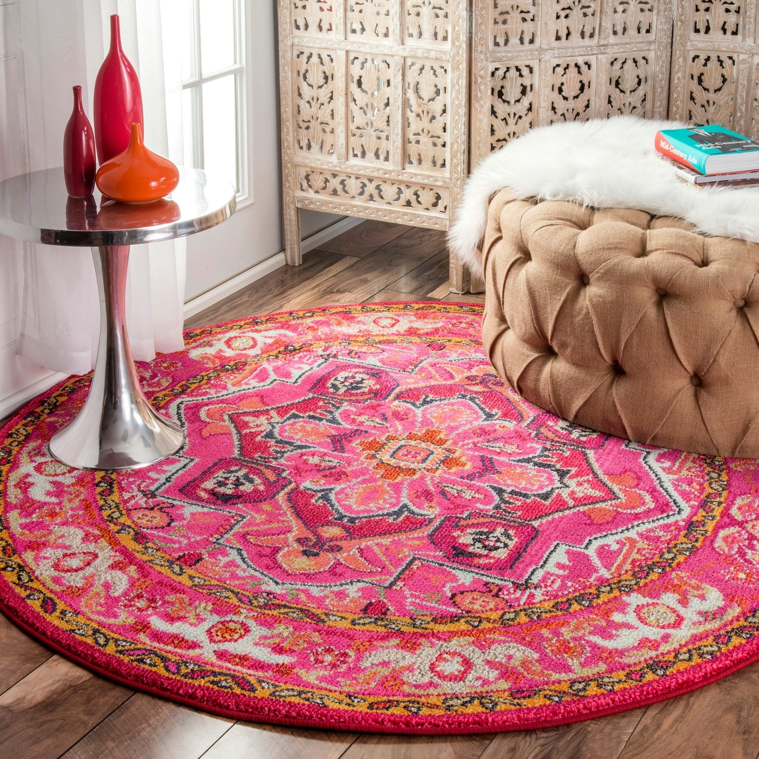 Shop The Curated Nomad Marcela Flower Medallion Pink Area Rug - 5'3