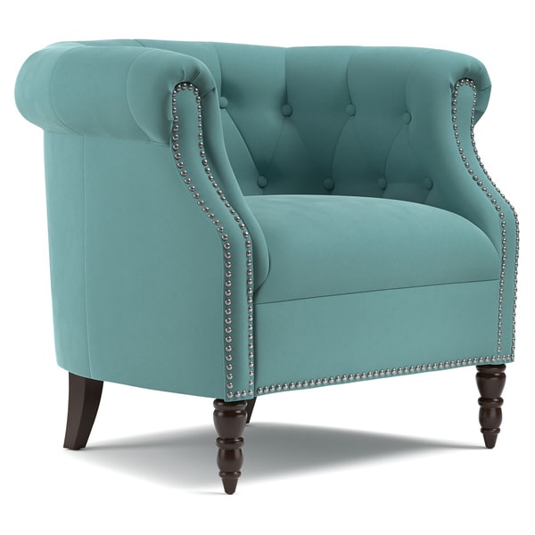 Shop Copper Grove Muir Chesterfield Turquoise Blue Velvet ...